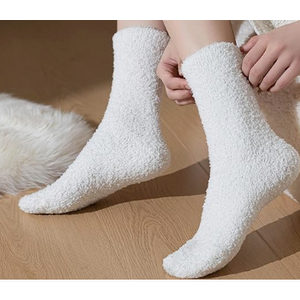 Women's Fuzzy Socks - Ultra Soft & Warm Cozy Fluffy Plush Sleep Socks for Winter 3 Pairs (Pink/White/Beige)