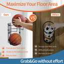 Vertical Ball Rack, Durable Standing Holder Wall Mount for Garage, Hanging Basketball Storage for Indoor or Outdoor, Sport Organizer for 2 Balls, Pole or Wall Mounted