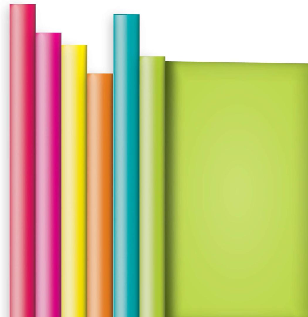 Jillson Roberts 6 Roll-Count All-Occasion Solid Color Gift Wrap Available in 10 Different Assortments, Bold and Bright (Multi)