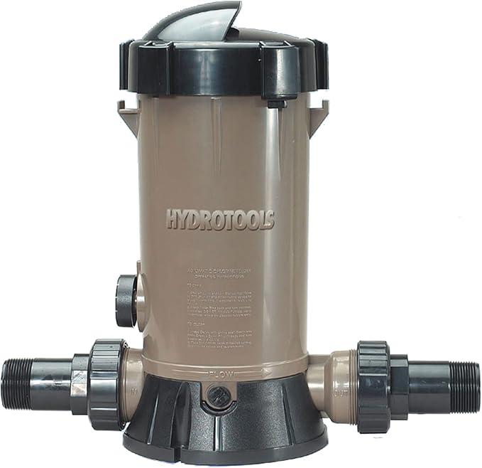 HYDROTOOLS By SWIMLINE 8750 Super Premium In-Line Automatic Chlorine Feeder Chlorinator Adjustable Output 9.0 Lbs Capacity | Universal Compatibility | Above Ground & Inground Swimming Pool Bromine