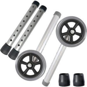 Replacement Walker Legs,Leg Extension for Walkers,5" Universal Wheels 8 Hols and Legs Replacement Kit for Walker W/Glide Tips 1/pr