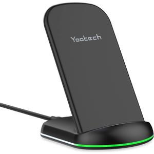 Yootech Wireless Charger,10W Max Wireless Charging Stand, Compatible with iPhone 17/17 Pro/17 Pro Max/Air/16e/16/16 Plus/16 Pro Max/15/14/13/SE 2022/12/11/X/8, Galaxy S25/S24/S23/S22(No AC Adapter)