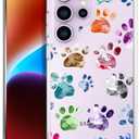Compatible with Samsung Galaxy S23 Ultra Cases with Design, Cute Transparent Phone Case for Women Girls Girly with Heavy Duty Protective Bumper (Clear Dogs Paws)