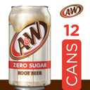 A&W Zero Sugar Root Beer Soda, 12 fl oz cans, 12 count