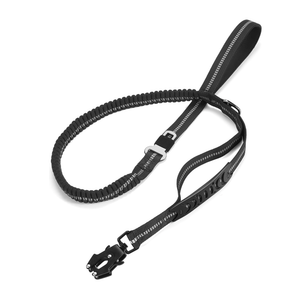 Heavy Duty Dog Leash, 4-6FT Shock Absorbing Dog Leashes with Traffic Handle and Comfortable Padded Handles, Advanced Easy Metal Clip, No Pull Reflective Leash for Medium Large Dogs that Pull (Black)