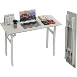 TEMI Small Computer Desk Folding Table - 43.3" Foldable Office Desk, No Assembly, Perfect for Small Spaces in Bedroom, Dorm, or Apartment, Portable Mini Desk or Study Table Compact Design, White Ash