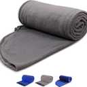 REDCAMP Fleece Sleeping Bag Liner with Hood, Great for Adult Warm or Cold Weather, 87" Long Full Sized Zipper Camping Blanket for Outdoor, Grey