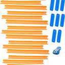 Hot Wheels Toy Car Straight Track Set with 37 Component Building Parts & 1:64 Scale Vehicle