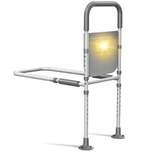 Bed Rails for Elderly Adults Safety: with Motion Sensor Light & Storage Bag Adjustable Bed Assist Rail for Seniors  Side Bed Rail Handle Support Bar Guard Rails  Fit King Queen Full Twin Bed