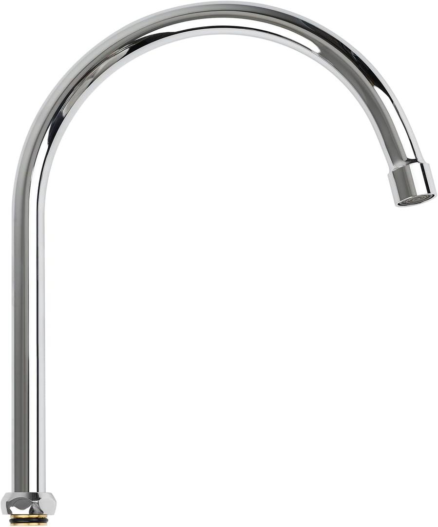 8 Inch Gooseneck Faucet Spout Replacement Fits for Most T&S Faucets, 360 Stainless Steel Commercial Faucet Swivel Spout for 1 or 2 Bay Compartment Sinks