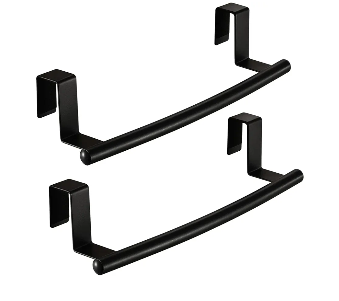 Over The Door Towel Rack, Over Cabinet Towel Bar Kitchen Bathroom Towel Holder Storage Dish Towel Holder, Over Cabinet Cupboard Door Towel Bar, Matte Black 2 Pack