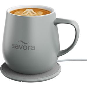 12oz IntelliHeat Coffee Mug | Baristas Choice | Exclusive Wireless SmartSense Pad | Maintains Perfect 135F | Hand-Crafted Ceramic Mug & Lid | for Tea Drinkers | Backed for Life - Grey (Gray)
