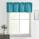 Hiasan Valance Curtains for Kitchen, Living Room, Basement, and Bathroom Windows, Small Window, Farmhouse Solid Short Topper, Short Rod Pocket Curtain Panels - 42 x 12 Inches, Turquoise, 1 Panel