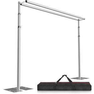 EMART Backdrop Stand Heavy Duty 10x10Ft, Double Crossbar Pipe and Drape Photo Background Support Kit, Adjustable Metal Frame with Flat Base for Wedding Birthday Party Decoration (1010FT, Silver)