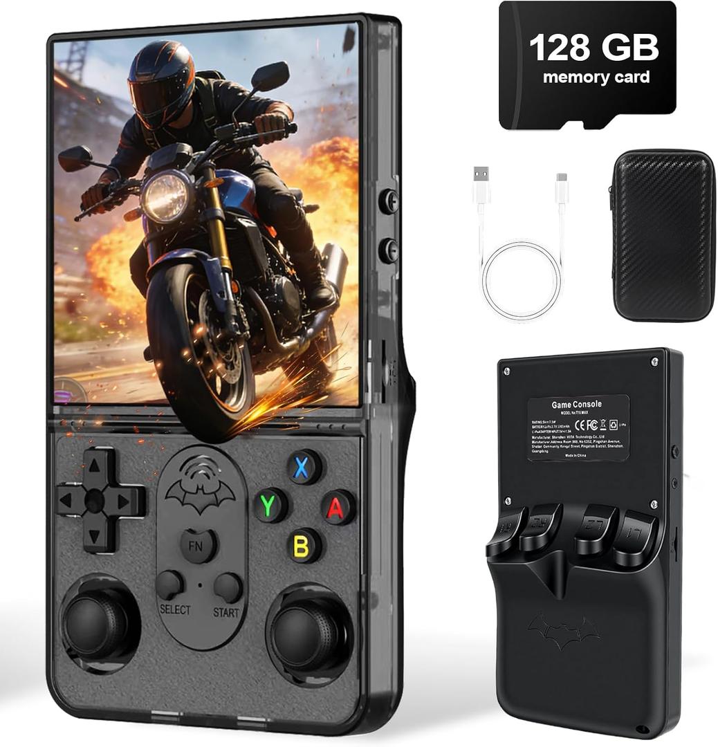 S600 Retro Handheld Game Console - 4.0 Inch IPS Display, 128GB Memory, Over 18,000 Classic Games, 3500mAh Battery, Perfect for Retro Gaming Addicts and Portable Fun, Black