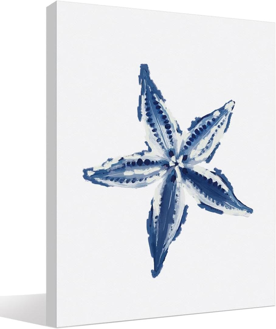 BIWSHA Vintage Coastal Beach Starfish Wall Art Decor, Coastal Beach Home Room Decor, Nautical Ocean Starfish Beachy Canvas Wall Art Prints Decor for Home Bedroom Living Room, 11x14 Inch