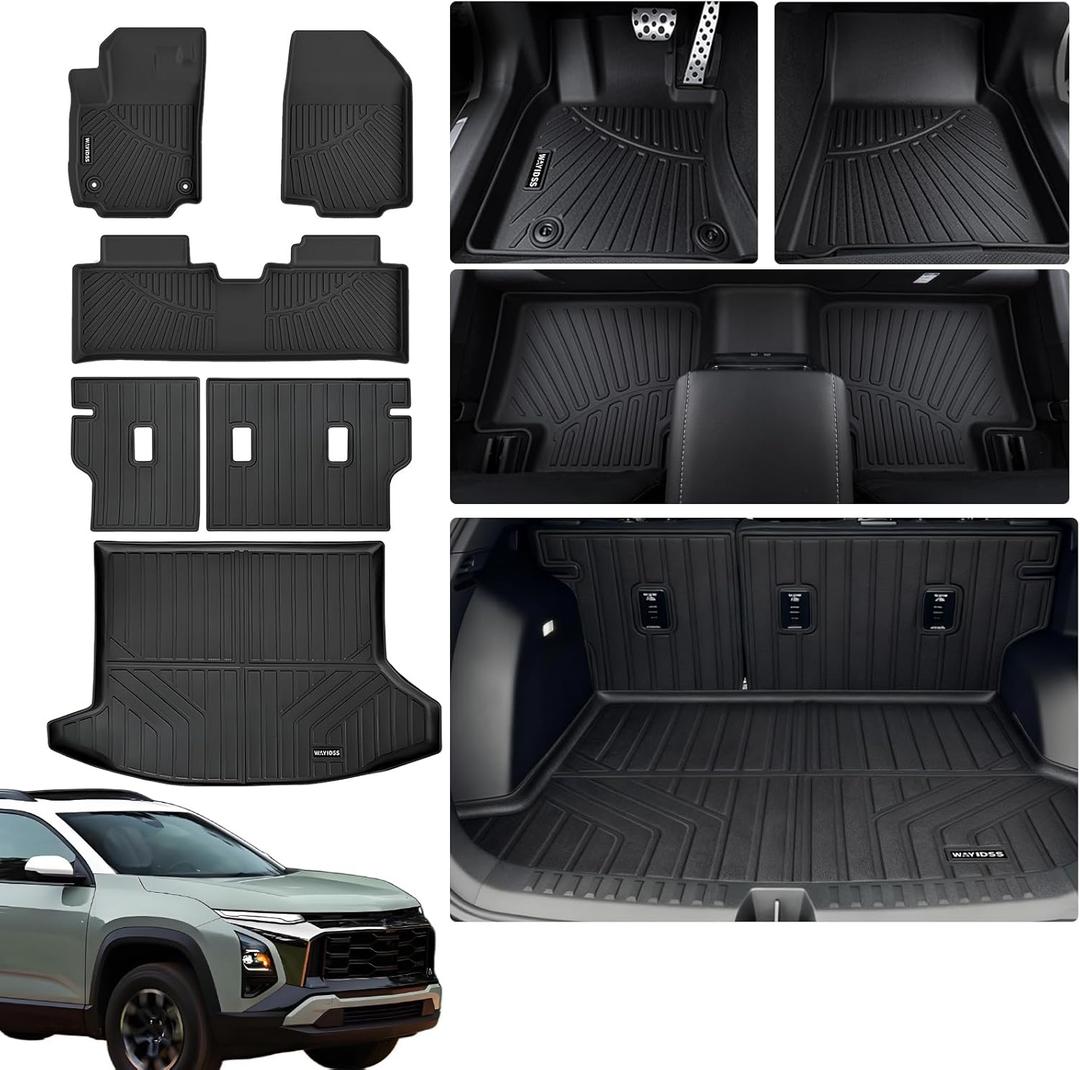 Floor Mats for 2025 2026 Chevy Equinox (Only Gas) & GMC Terrain Ac with Cargo Liners,TPE All Weather Protection Floor Liners with Trunk Mat Covering The Backrest
