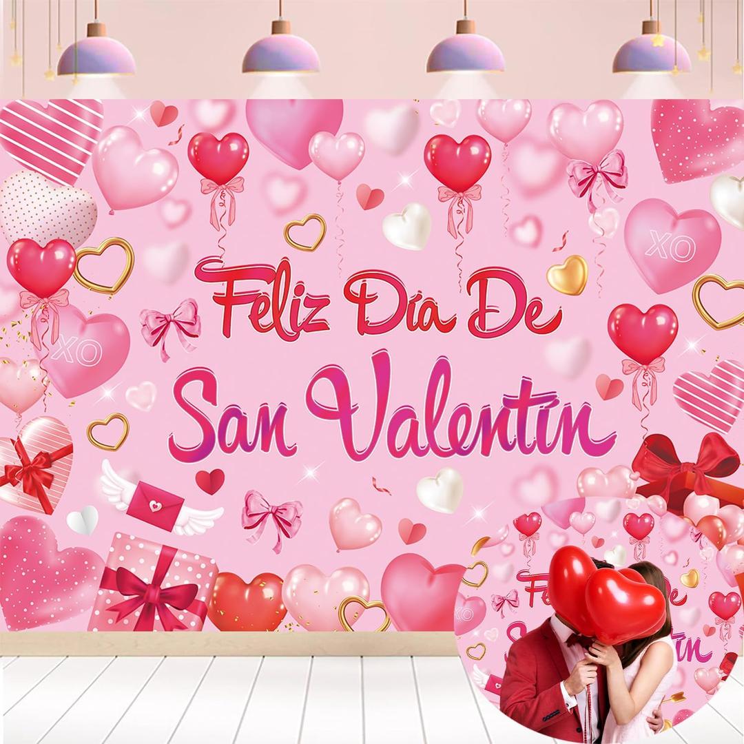 Feliz Da De San Valentn Backdrop 7x5FT Spain Happy Valentines Day Photography Background Feliz Da De San Valentin Party Decorations Supplies Photo Props