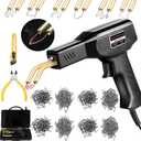 Plastic Welding Machine Car Bumper Repair Kit,Hot Stapler Plastic Repair Welder Soldering Kit,6Types 1050 Staples,Hot Staple Gun Plastic Welder&Flat/Outside Corner/Inside Corner/Wave Staples (Black)