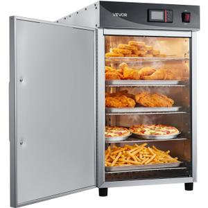 VEVOR Electric Hot Box Food Warmer, 5-Tier Commercial Warming Cabinet with Water Tray, Single-Door and Adjustable Shelves, Stainless Steel Food Warmer Cabinet, for Restaurant, Kitchen, Pizza, Chicken