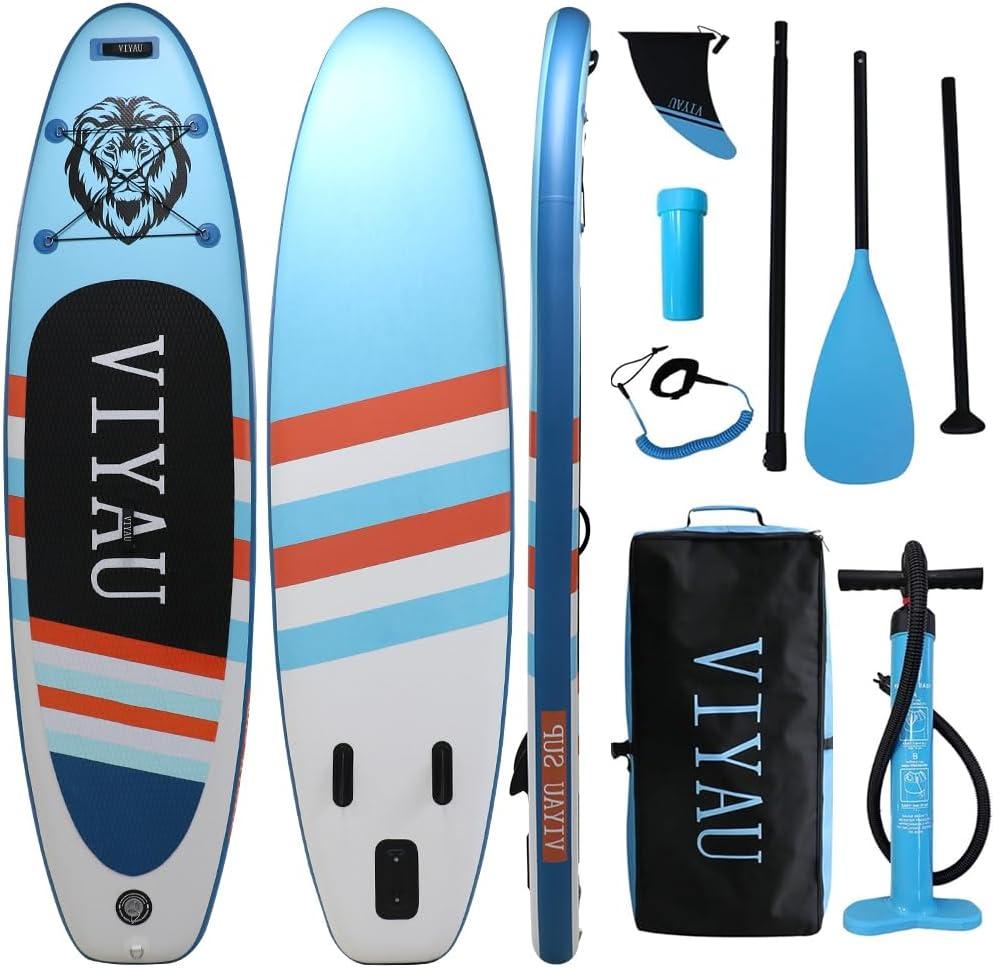 Inflatable SUP Board, Stand Up Paddling Board Equipped with 3-Piece Adjustable Aluminum Paddle + Hand Pump, 320 × 81 × 15 cm 