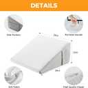 Bedluxe Wedge Pillow Cover 12inch, Bed Wedge Pillow Case with Side Pocket, Removable & Machine Washable Wedges Pillowcase Replacement with Zipper, 24"x24"x12", White Grey(Pillow NOT Include)