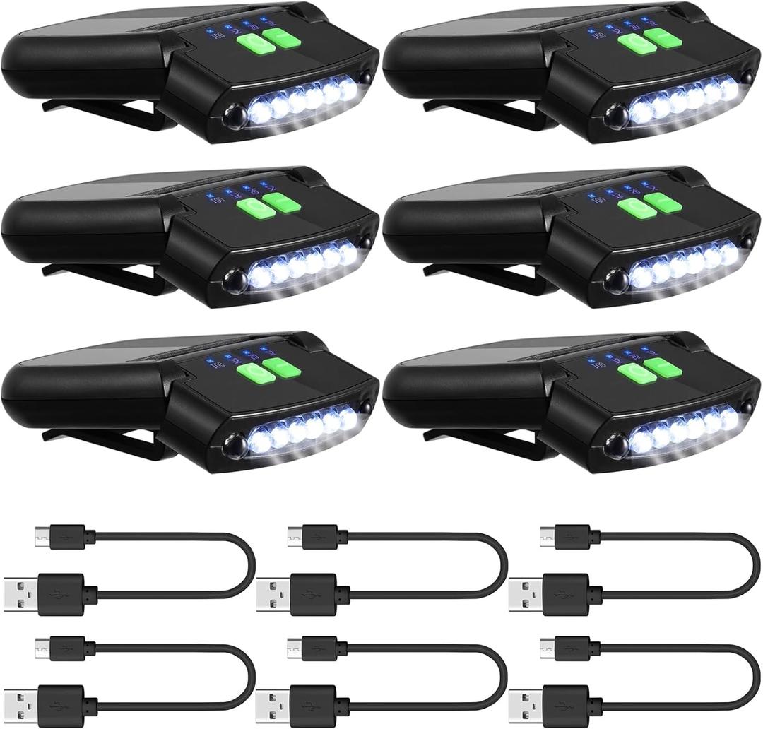 Mudder LED Clip on Cap Lights USB Rechargeable Cap Flashlight Clip Waterproof Ultra Bright Hat Flashlight Headlamp for Fishing Camping Hand Work (Black)