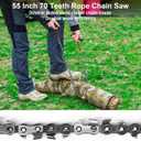Rope Saw for Tree Limbs, 55 Inch Chain Saw with 70 Sharp Teeth & 46 Feet Ropes Kit, High Limb Pocket Chainsaw