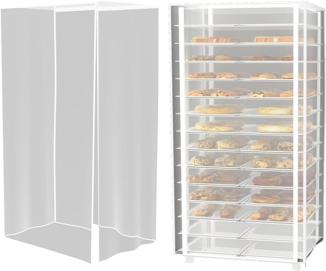 Bakers Rack Cover, Bread Racks Covers for Pantry, Clear PEVA 20tier Sheet Pan Racks Cover, Dustproof Waterproof Reusable Transparent Covers for Kitchen, Bakery, Restaurant (28" L x 23" W x 61" H)