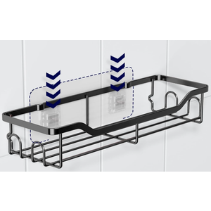 Kitsure Large Shower Caddy - 1 Pack Adhesive Shower Organizer, Rustproof Stainless Steel Shelves, No-Drill Bathroom Organizers and Storage, Black