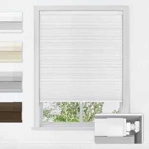 LazBlinds No Drill Cordless Cellular Shades, 35" W x 64" H, White