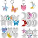 4 Pack Resin Earring Mold with Holes, 24 Cavity Butterfly Heart Star Moon Pendant Keychain Silicone Molds 4 Sizes Resin Jewelry Molds for Epoxy Crafts DIY Earrings, Necklace, Pendants, Keychains