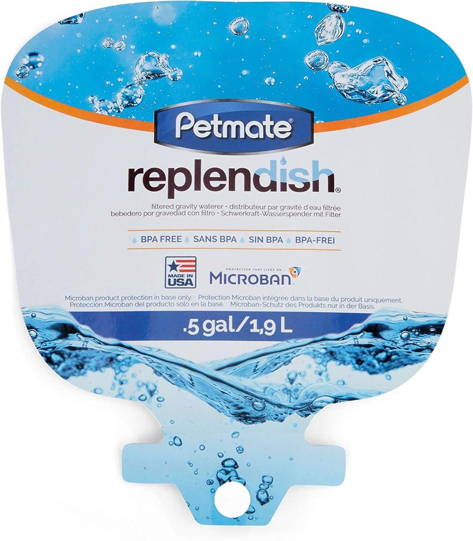Petmate Gray Replendish Pet Waterer X-Small 0.5 Gallon