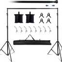 Kate Backdrop Stand Kit for Photography, 10x8.5ft(WxH) Adjustable Heavy Duty Photo Background Stand with 8 Clamps and 2 Sandbags, Back Drop Support System Stand for Backdrop Parties