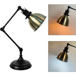 Desk Lamp for Home Office, Desk Light with Adjustable Multi-Joint Metal Swing Arms Table Lamp, Industrial Table Light for for Home Office, Work, Study, Reading, E26 Base (Antique Brass)