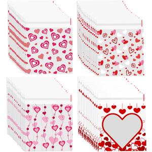 FOIMAS 400pcs Valentine's Day Cellophane Treat Bags Self Adhesive Heart Candy Cookie Gift Bags for Valentine's Day Party Supplies