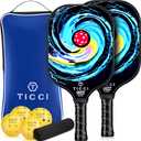 T TICCI Pickleball Paddles Set of 2, USAPA Approved Fiberglass Pickle Ball Paddles with 4 Pickleballs, Lightweight Rackets for Adults & Kids, Includes Carry Bag & Net Bag for Men, Women, Beginners,