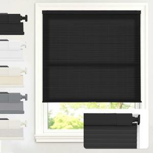 AOSKY No Drill Cordless Light Filtering Cellular Shade 34" W x 48" H Black | No Tools Honeycomb Blinds for Indoor Windows, Free-Stop Shades for Home, Thermal Insulated, Noise Reducing