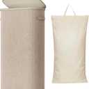 Lifewit Slim Laundry Basket with Lid, Narrow Large Laundry Hamper with Plastic Handles and Removable Bag, Tall Foldable Dirty Clothes Hampers for Laundry Room, Bedroom, Bathroom, Dorm, 75L Beige