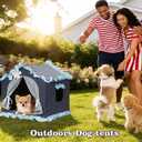 Denim Blue Indoor Dog House with Frame and Princess Style Cat Houses for Indoor Cats, Breathable Washable Cat Bed & Cat Tent, M Size (171717 Inches) for 8-20 lbs. Pets.