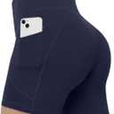 Runhit Women's Biker Shorts No Front Seam 6" High Waist Tummy Control Workout Yoga Gym Running Spandex Shorts Pockets, M