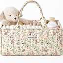 Blissful Diary Floral Diaper Caddy Organizer, Stylish Nursery Storage Basket, Diaper Bag,Gift for Baby Shower, Baby Registry Must Have, Newborn Essentials, Pastoral Daisy