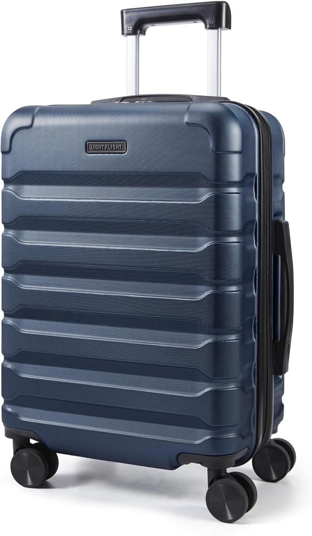 LIGHT FLIGHT Carry On Luggage 22x14x9 Airline Approved, Expandable Carry On Suitcases with Wheels, Lightweight Luggage, Durable Hard Shell 20 Inch Rolling Suit Case for Men Women Travel, Dark Blue