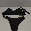 ZAFUL Women's Ribbed Underwire Bikini Set High Cut Colorblock V Notch Swimwear Printed High Leg Swimsuit (Black) S