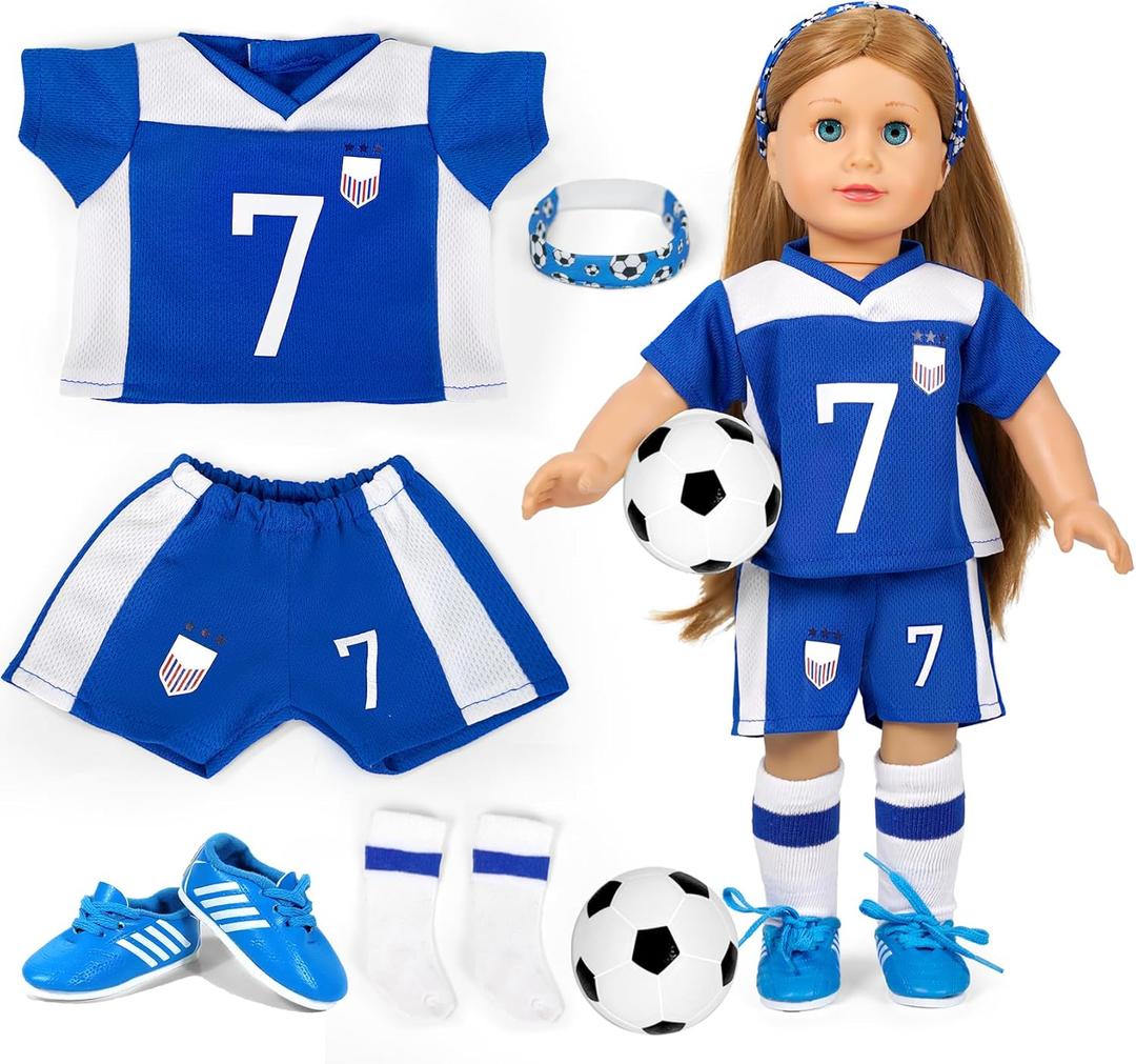 American 18 inch Doll Clothes Accessories-Soccer Uniform Compatible with 18 Inch Girl Dolls (Sports)