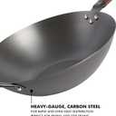 Babish Carbon Steel Wok 14 Inch Flat Bottom Stir Fry Pan Durable Heavy Duty Cookware for High Heat Cooking Stir Fry Sautéing Frying Compatible with Gas Electric and Induction Stovetops