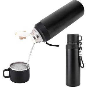 Stainless Steel Insulated Bottle, Vacuum Insulated Water Bottle, Vacuum Insulated Bottle for hot and cold coffee drink water, 24-Hrs Insulation Commute Travel (Black,1000ml)