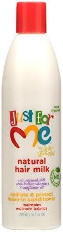 Just For Me Natural Hair Milk Hydrate & Protect Leave-In Conditioner, Maintains Moisture Balance, With Coconut Milk, Shea Butter, Vitamin E & Sunflower Oil, 10 Ounce, Set of 2