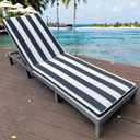 Only choice 2 Pcs Set Outdoor Lounge Chair Cushions Patio Chaise Lounge Replacement Cushions Furniture Seat Cushions(Black+White Stripes-2 pcs), 74.4"x 22.05"x 2.76"