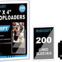 400 Hard Plastic Trading Card Protector - 200 Hard Card Sleeves and 200 Soft Card Sleeves, 35pt Rigid 3"x4" Card Holders, Clear Open-Top Card Sleeve, Fits Standard Trading, Baseball, Sport, Game Cards